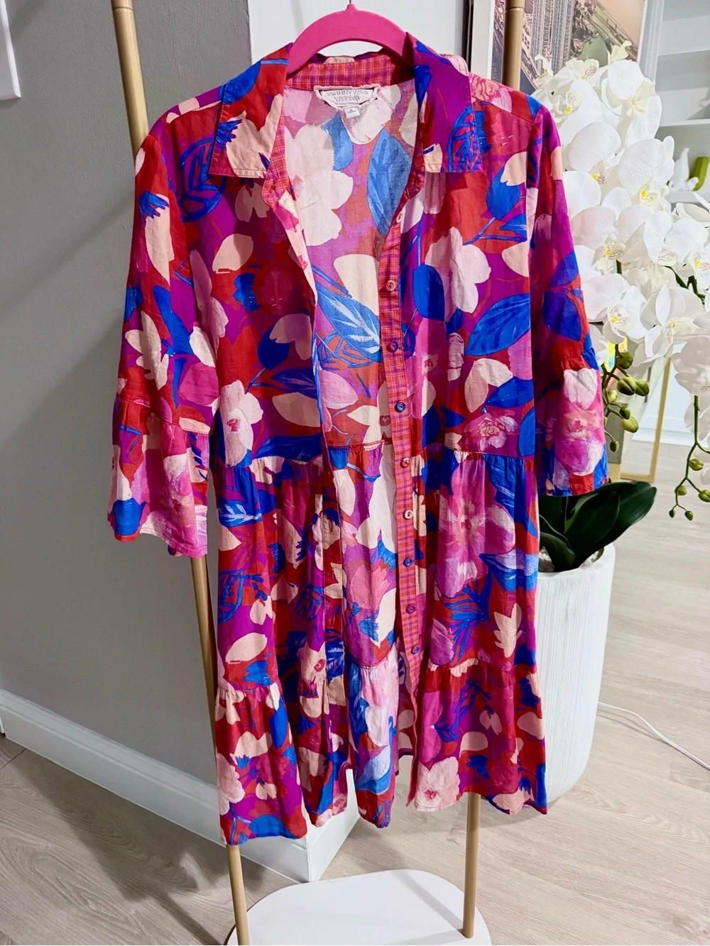 Johnny Was Giverney Gardens Ruffle Sleeve Dress Cover Up Size S - Picture 4 of 6
